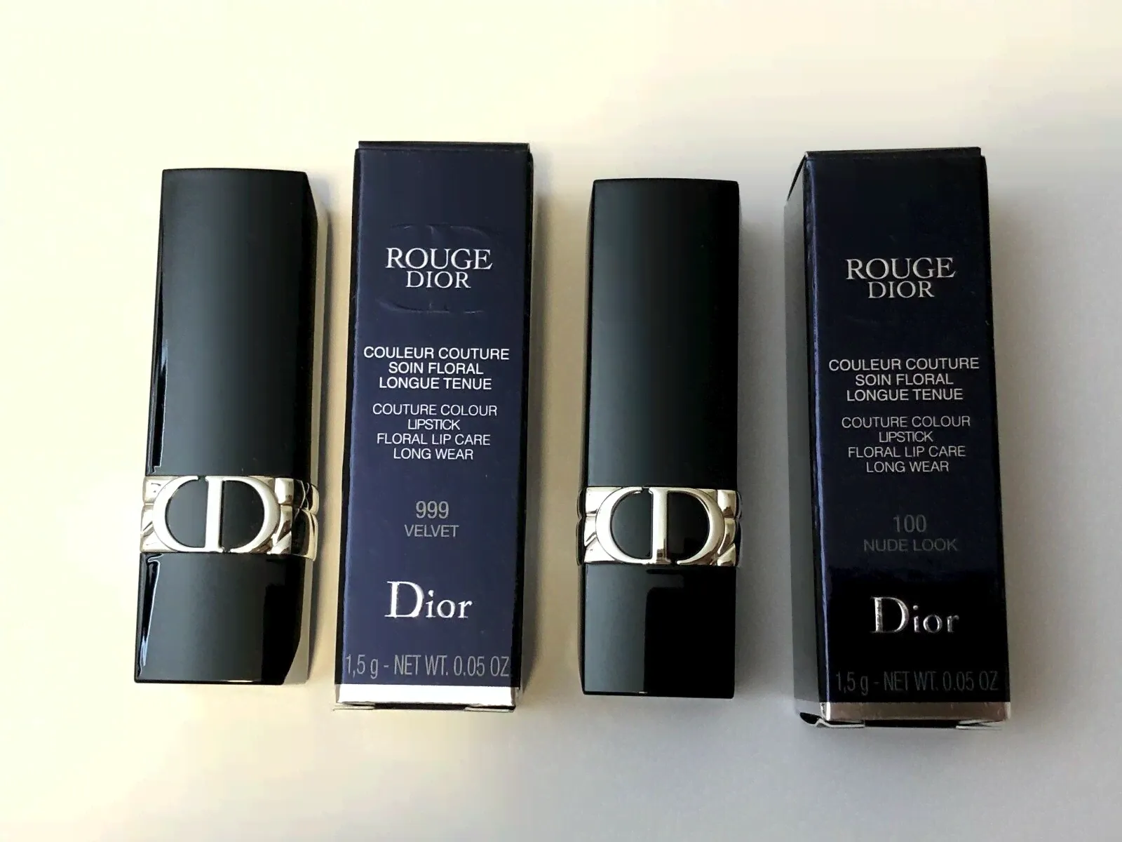 4 x Rouge Dior: 999 Velvet Miniature lipsticks 999 Matte Satin NIB Nude Look